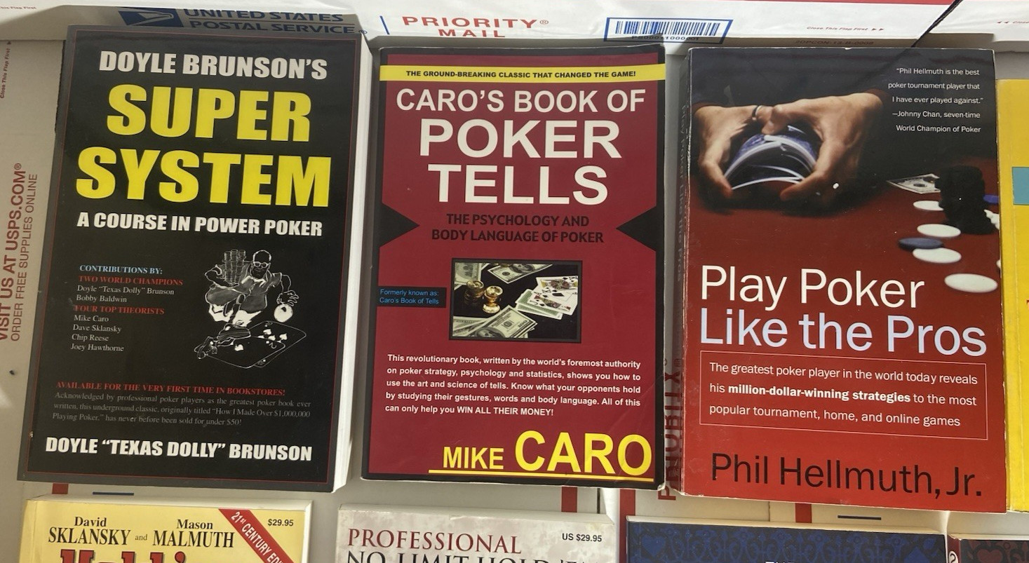 Lot of 22 Poker Books W/ Brunson, Sklansky, Hellmuth, Miller -Clean Great Titles