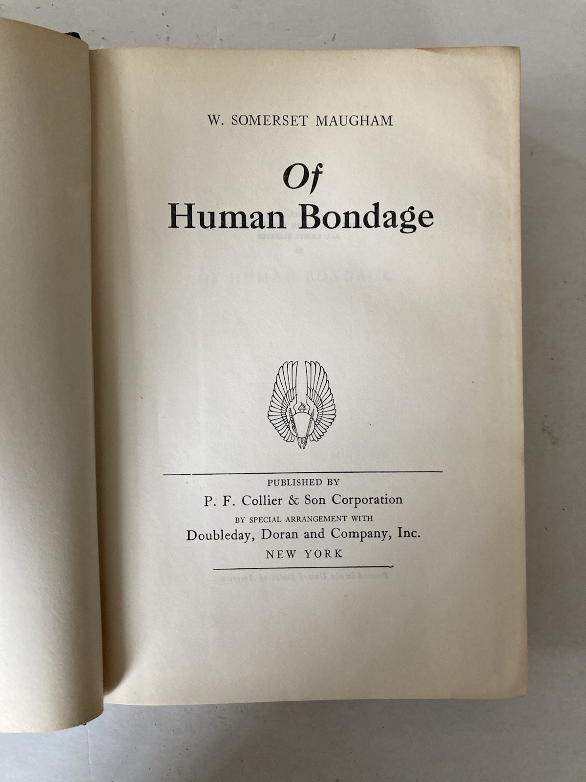 Antique 1915 Of Human Bondage by W. Somerset Maugham Hardcover Book