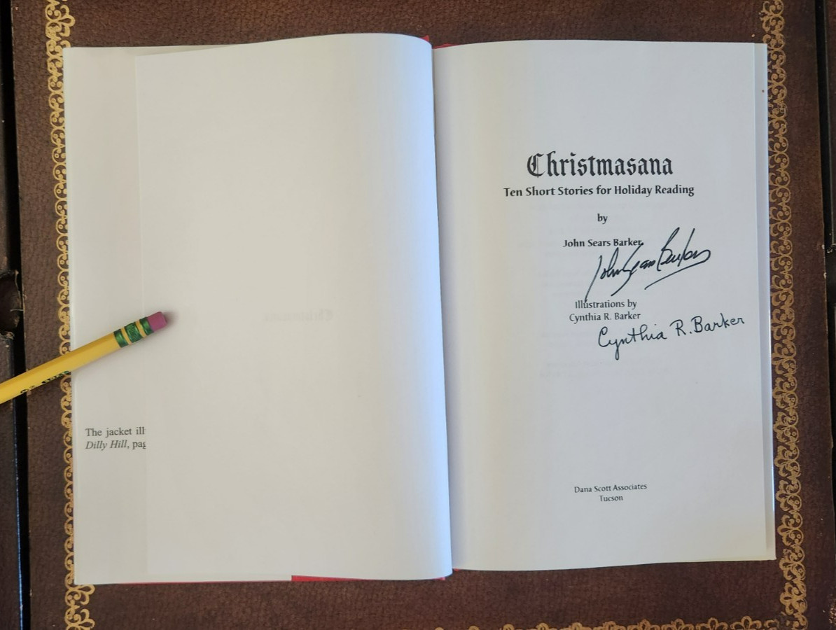 Signed! John S. & Cynthia R. Barker Christmasana Holiday Short Stories HCDJ 1998