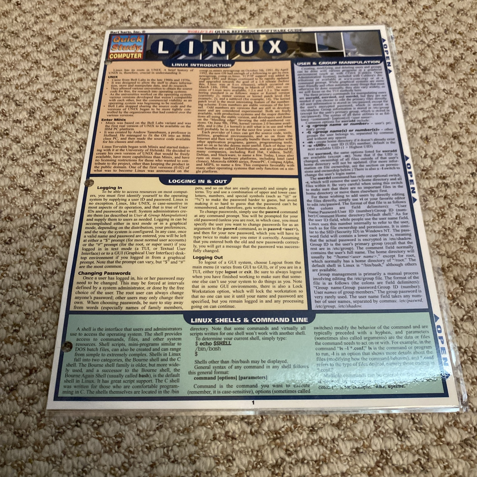 Linux QuickStudy Laminated Reference Guide (Quick Study Computer)