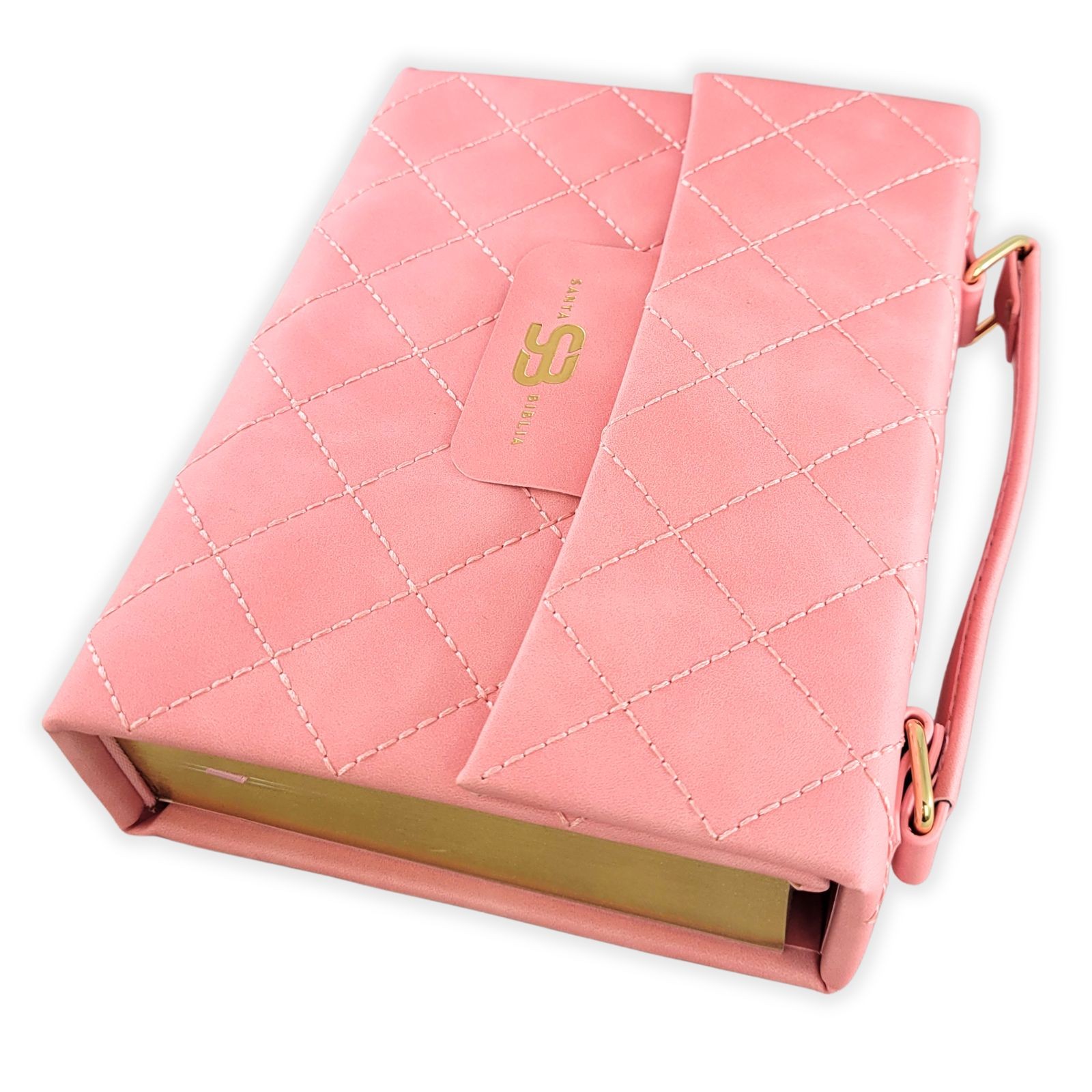 Biblia Cartera con Broche Magnetico y Asa de Mano RV1960 imit piel coral
