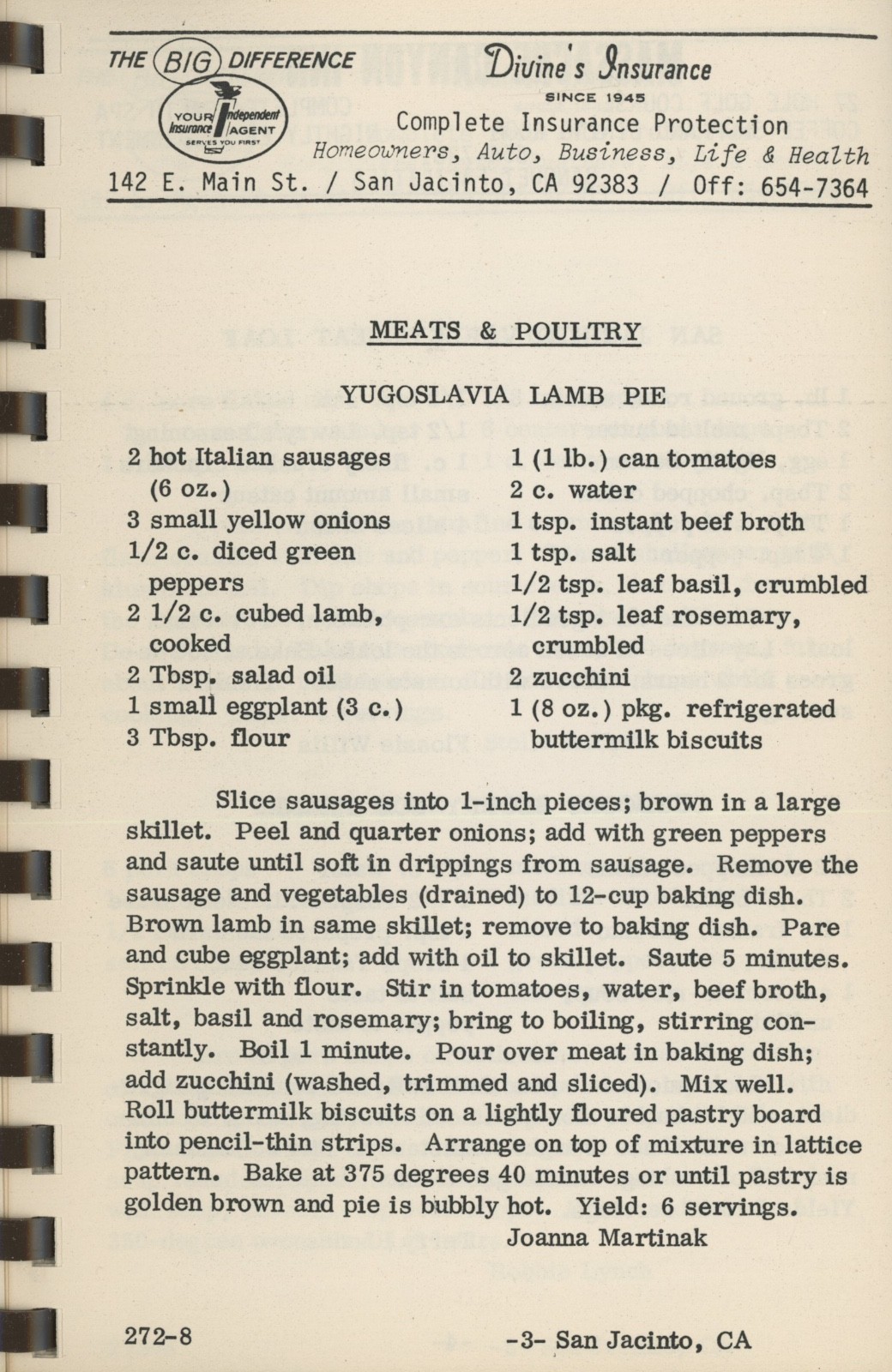 San Jacinto California Cookbook WHAT’S COOKIN’ IN SAN JACINTO Woman’s Club