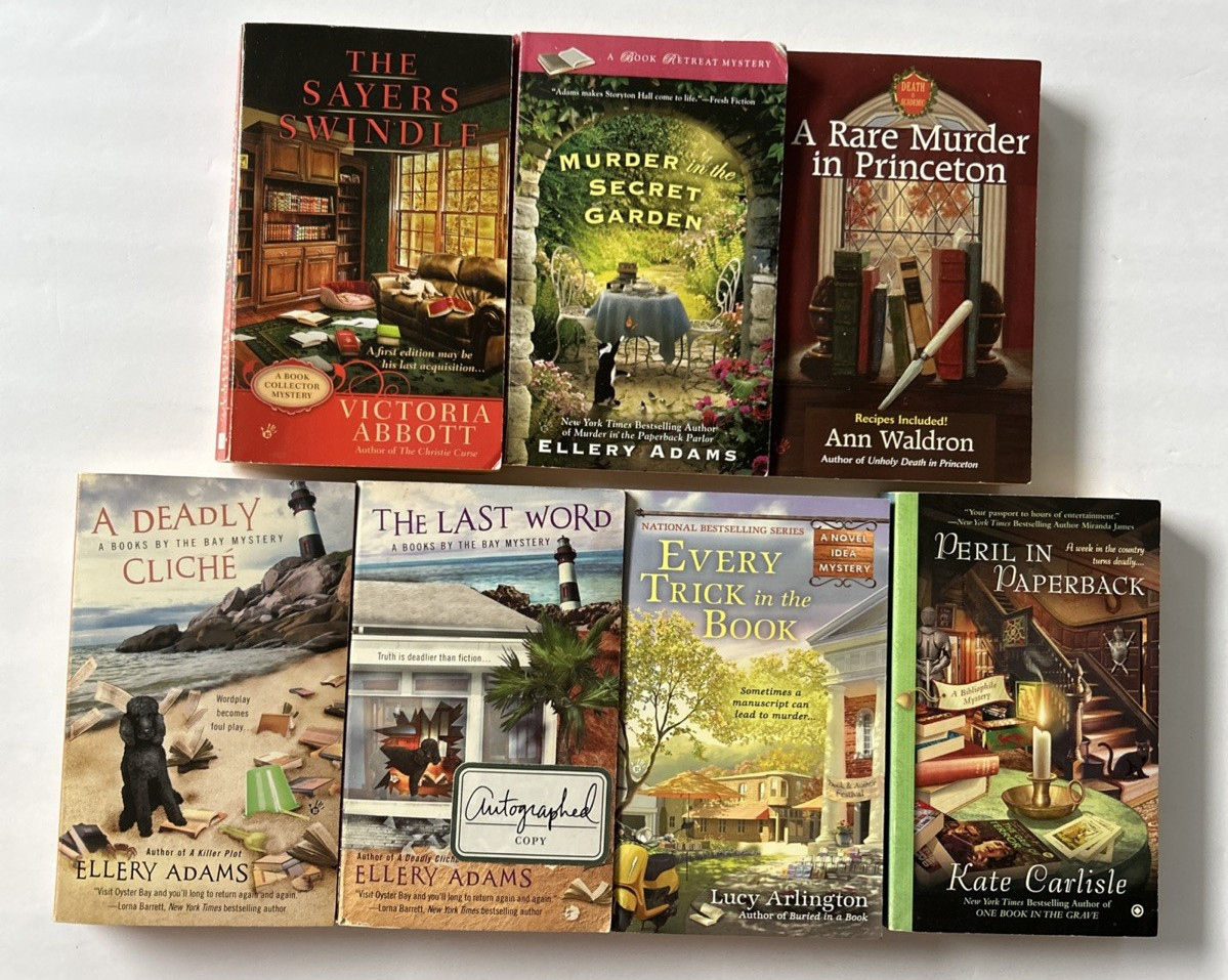 Lot of 7 Bibliophile Book Lovers Cozy Mystery PB Books Mixed Authors One Signed