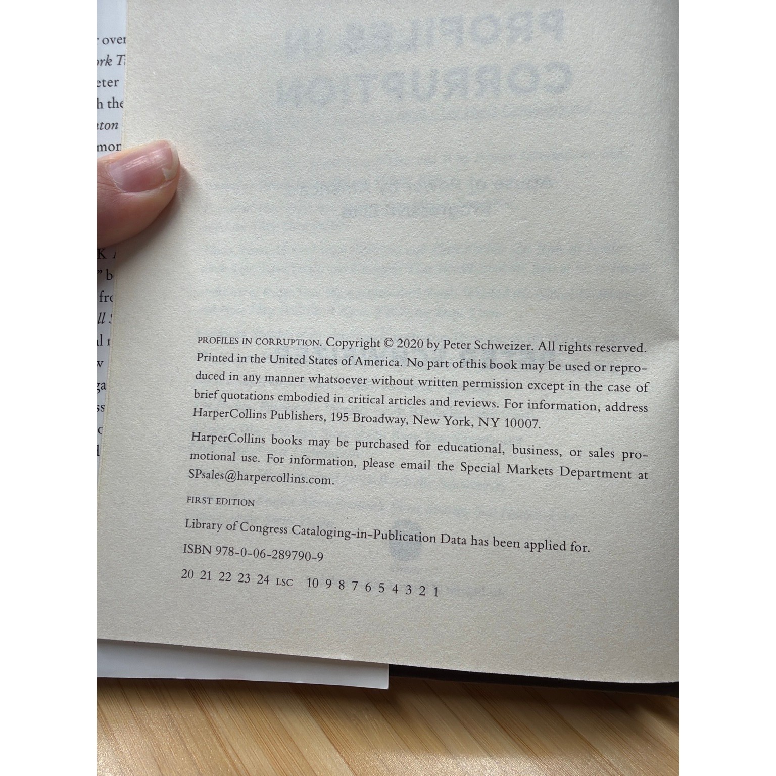 Profiles In Corruption Peter Schweizer 2020 First Edition Hardcover DJ