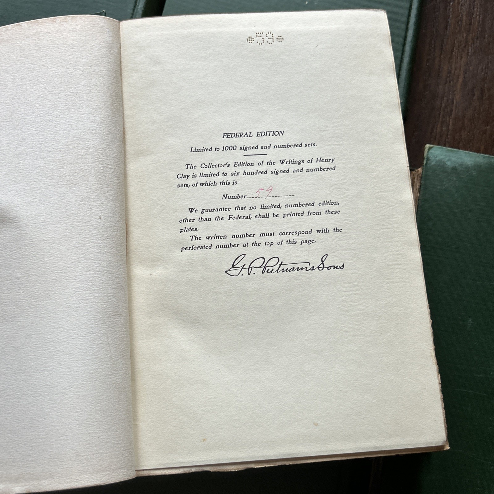Set 9 Volumes 1904 The WORKS OF HENRY CLAY Federal Limited Edition SIGNED Books