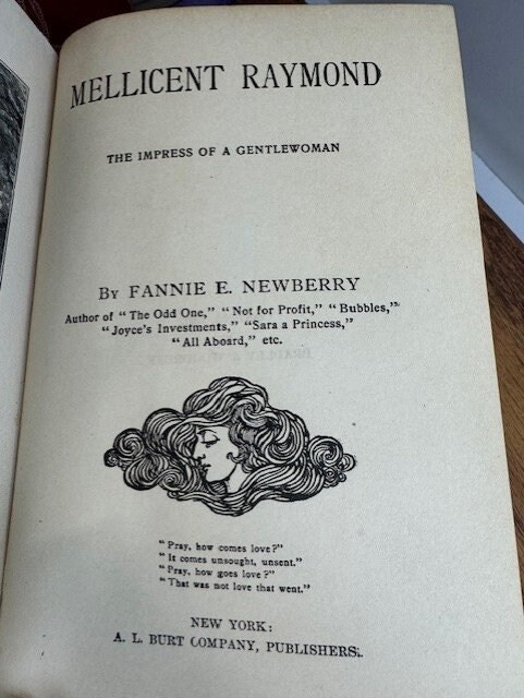 Book- Hardback Antique 1891 “Mellicent Raymond, The Impress of a Gentlewoman”