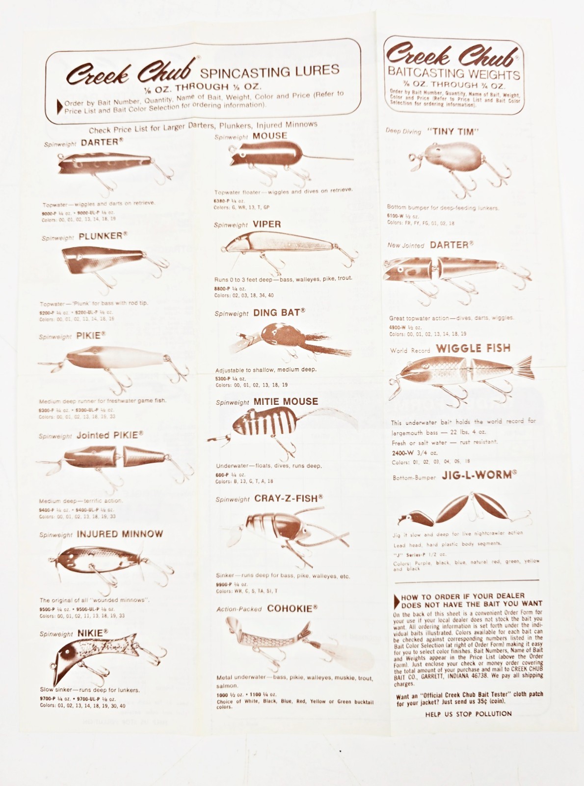 Six 1970s Creek Chub Bait Co Lure Box Inserts Plus A Bonus
