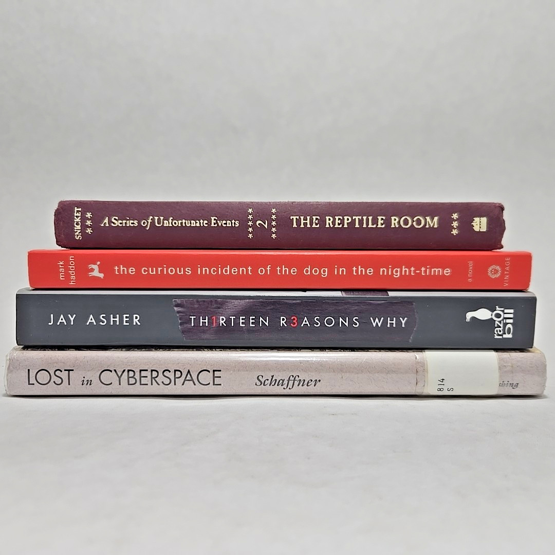 YA Fiction Book Lot Lemony Snicket Curious Incident 13 Reasons Why Cyberspace HC