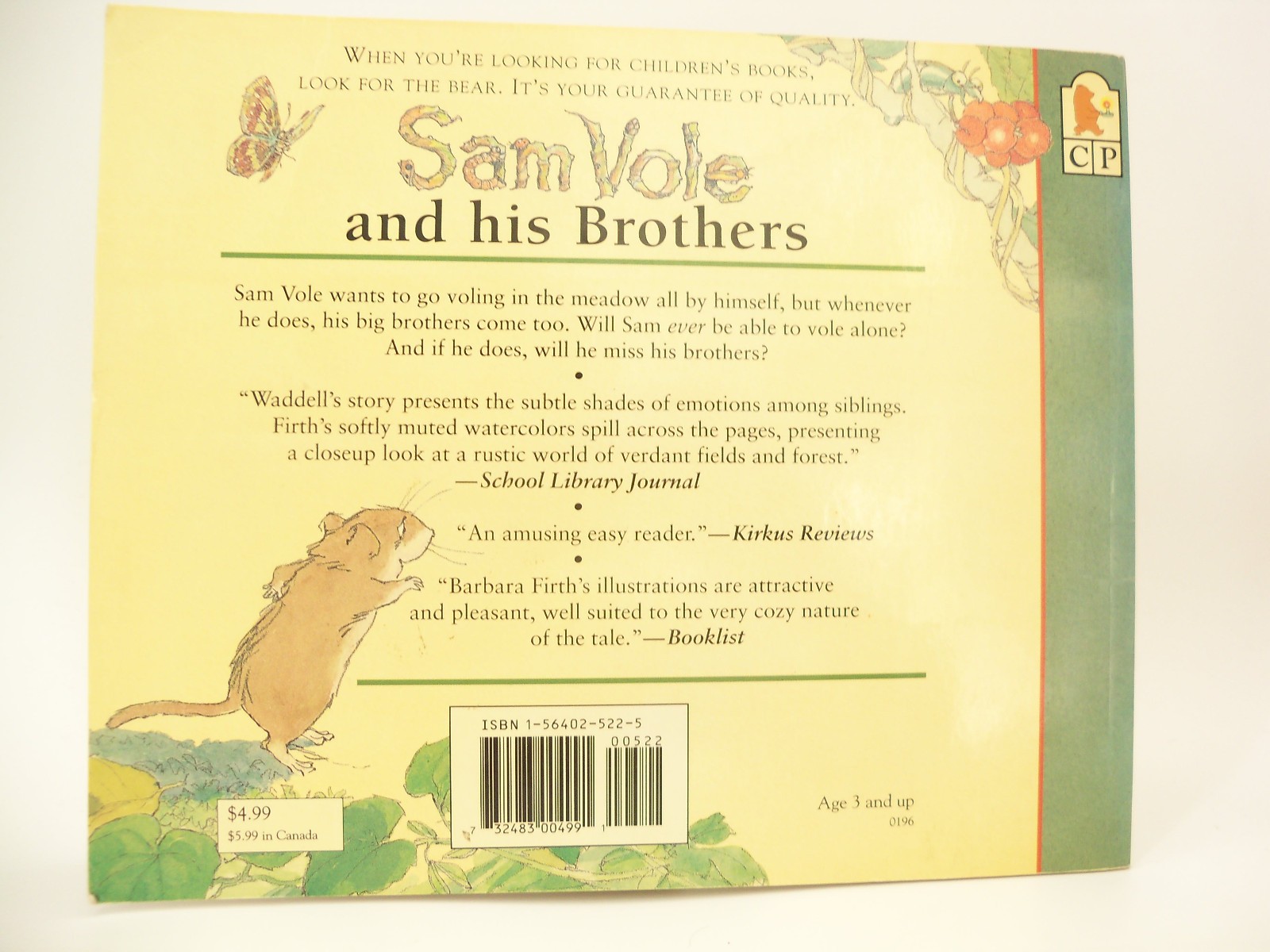 Sam Vole and his Brothers by Martin Waddell illustrated Barbara Firth Signed PB