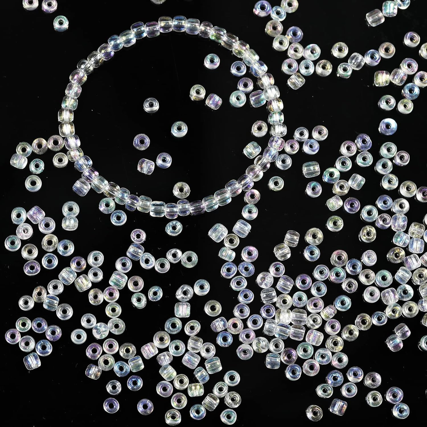 Raibow Clear Color 4mm Seed Beads About 1200pcs/100Grams in Bag, 6/0 Glass Craft