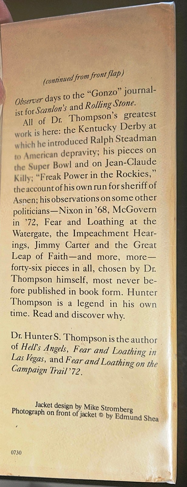 The Great Shark Hunt by Hunter S. Thompson, First Edition 4th print Hardcover