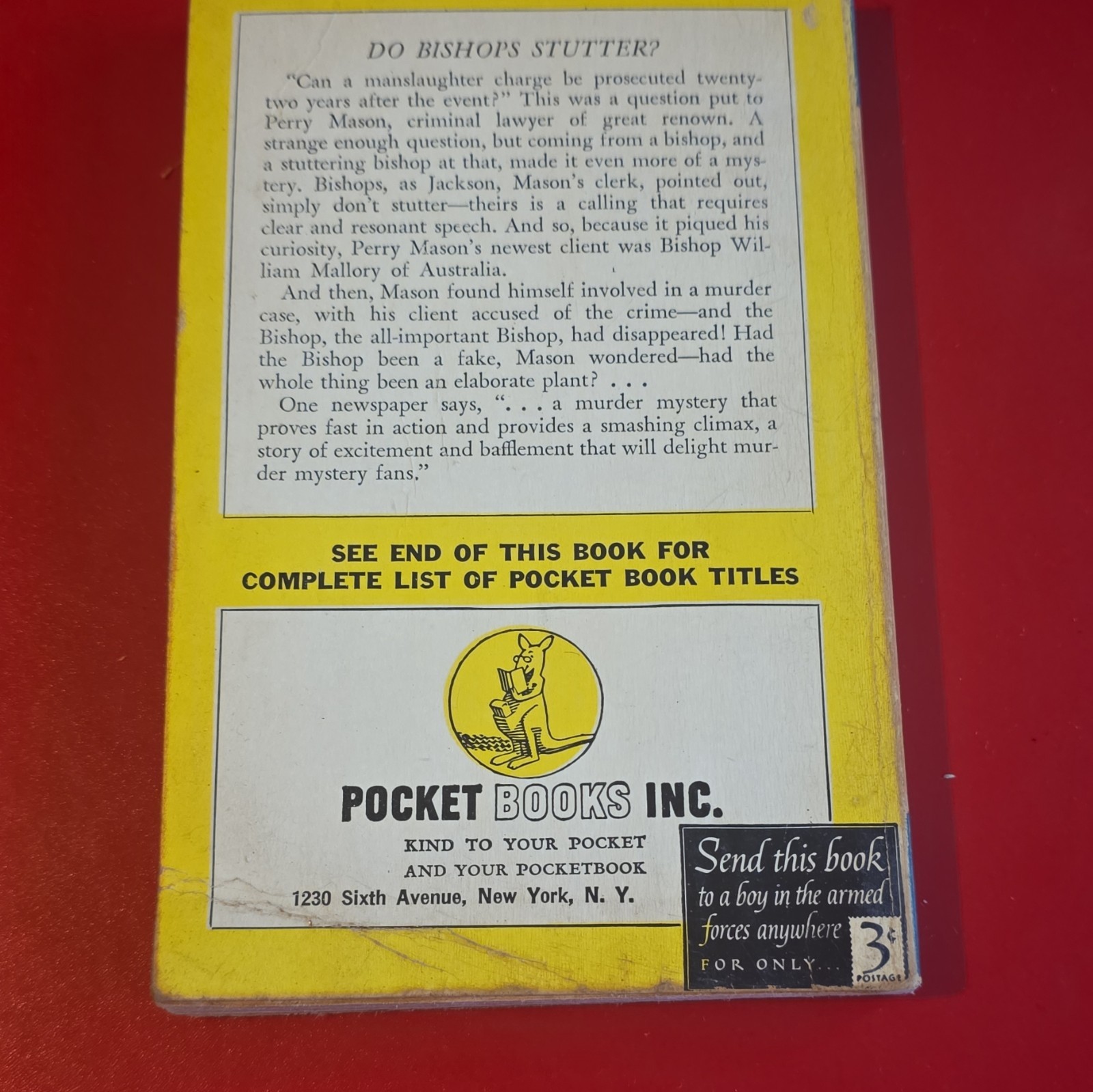 1943 THE CASE OF THE STUTTERING BISHOP Erle Stanley Gardner #201 TRUE 1st Eds