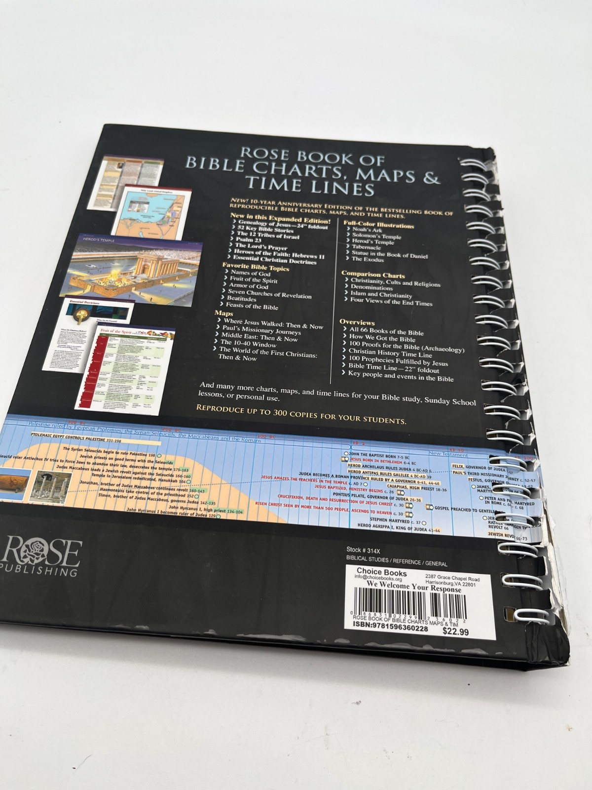 Rose Book Of Bible Charts Maps Timelines Spiral Bound Christian Study Guide