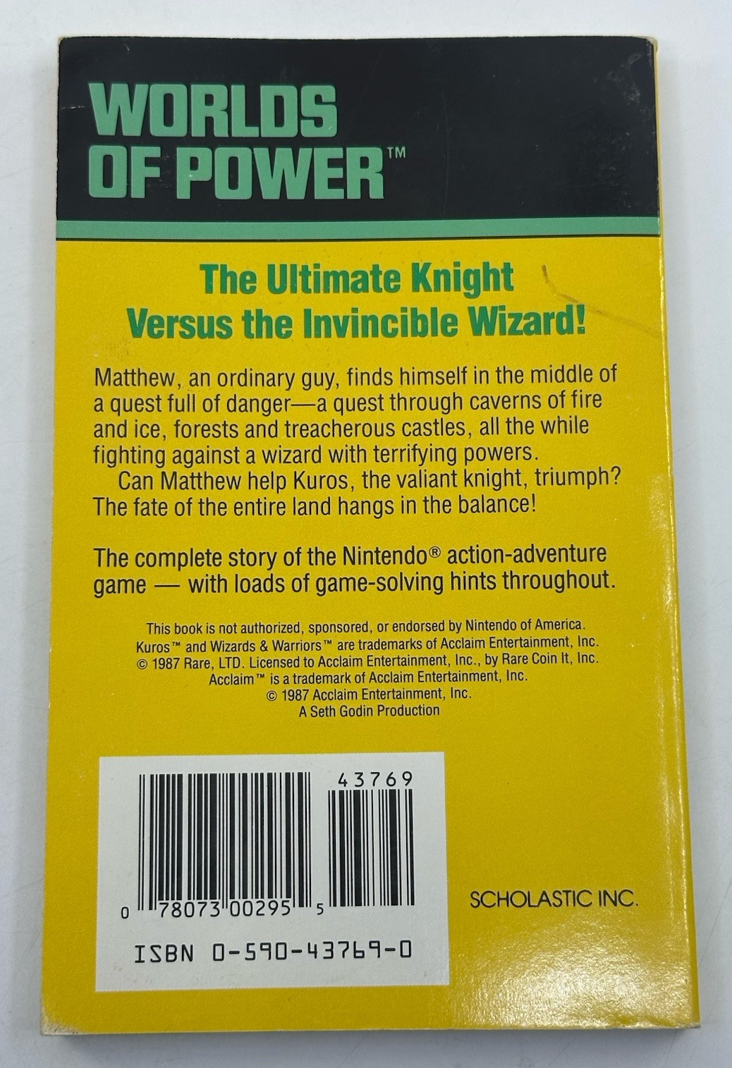 Wizards & Warriors Worlds of Power #5 Nintendo NES w/ Trading Card F. X. Nine