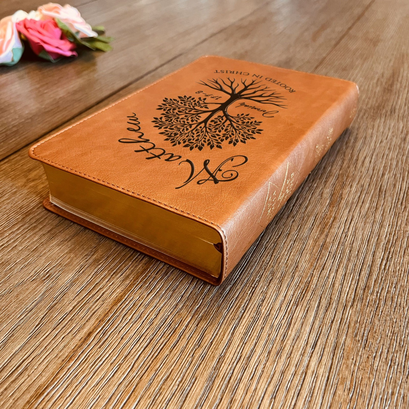 Personalized ESV/RVR Bilingual Bible, Rooted in Christ Design, Name Engraved