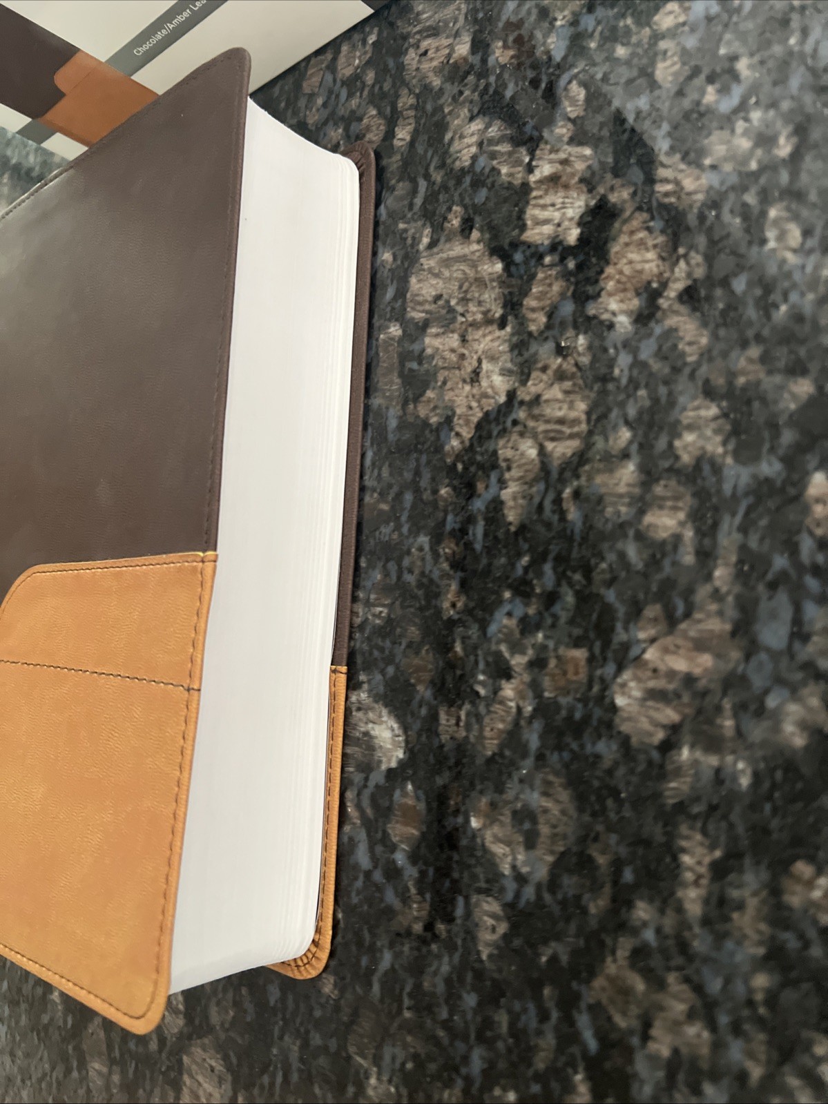 NIV Bible Personal Size Large Print Bible DuoTone Chocolate / Amber Leathersoft