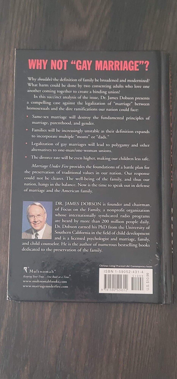 Marriage under Fire : Why We Must Win This Battle by James C. Dobson (2004,…