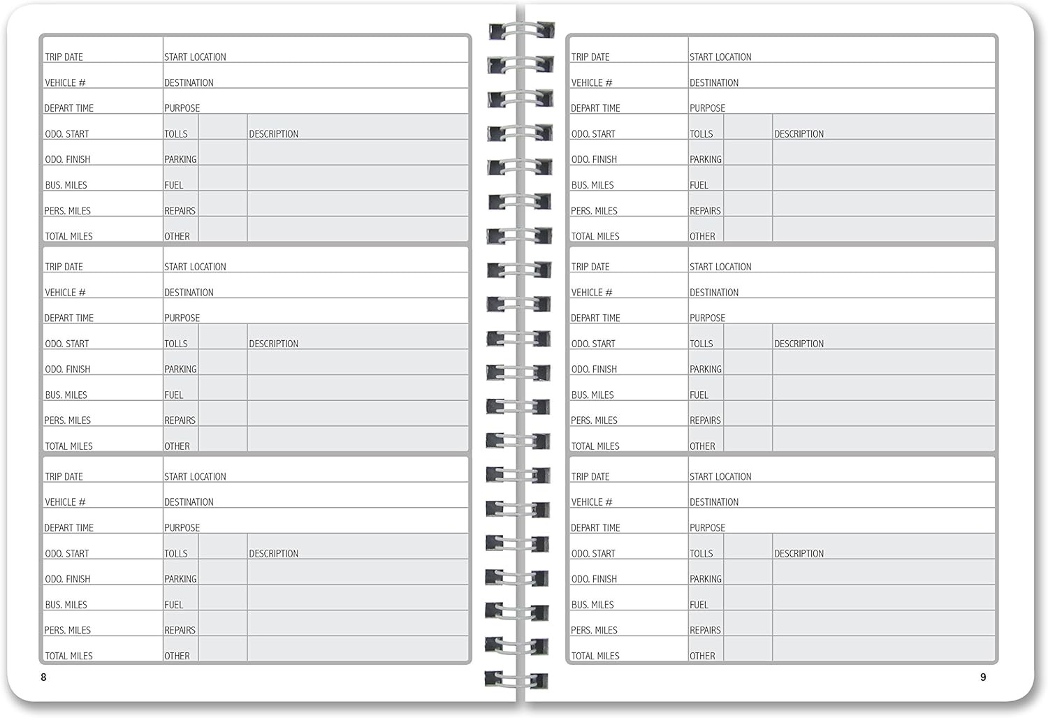 Mileage Log Book Auto Mileage Expense Record Notebook for Taxes – 126 Pages – 5′