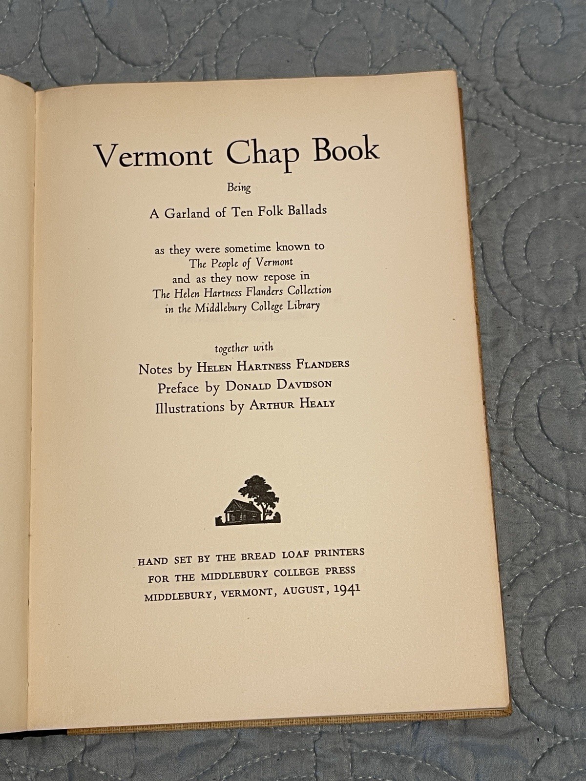 Vermont Chap Book Being A Garland of Ten Folk Ballads 1941 Middlebury College