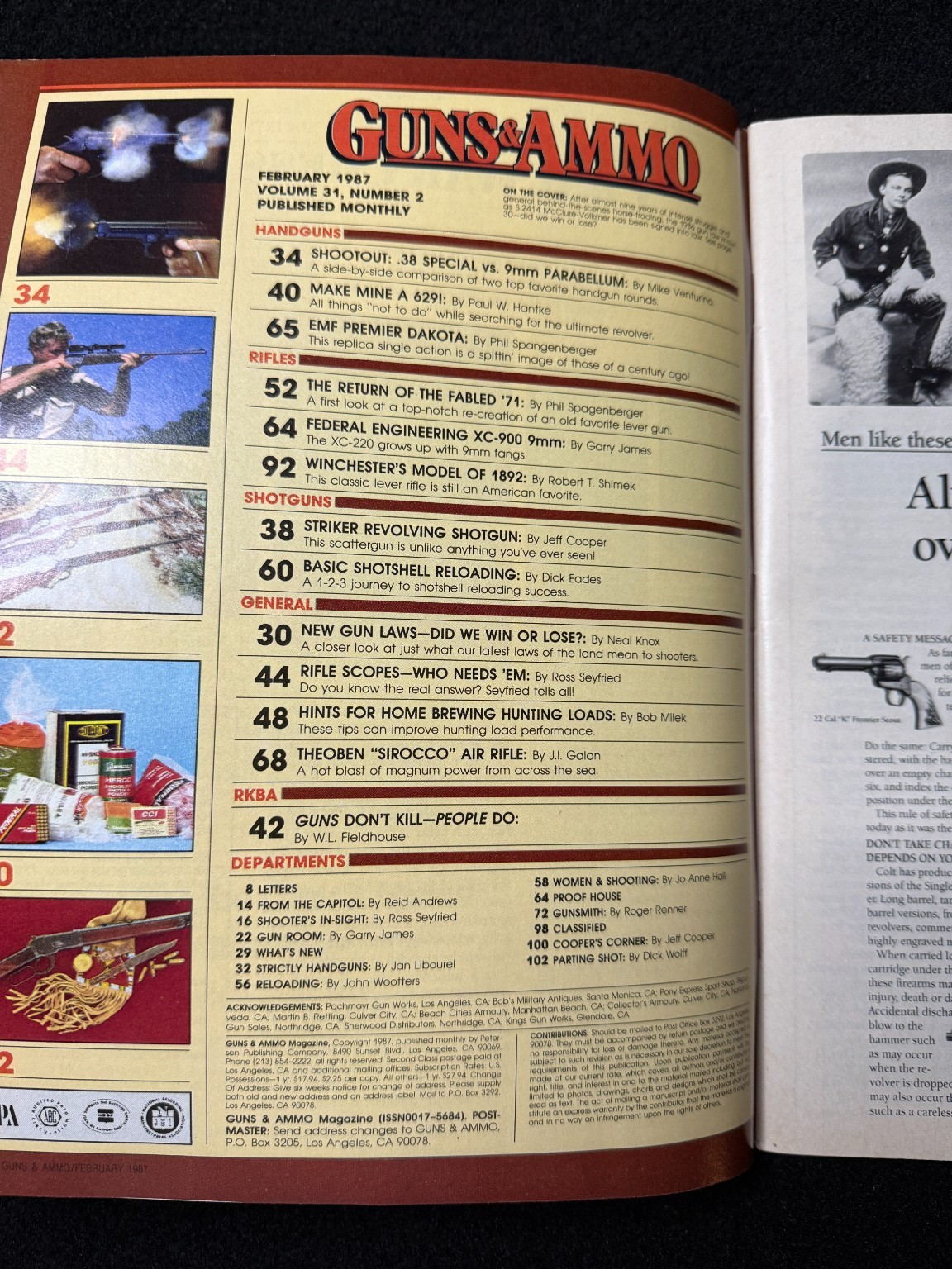 Guns & Ammo Magazine February 1987 New Gun Laws Firearms Hunting Vintage