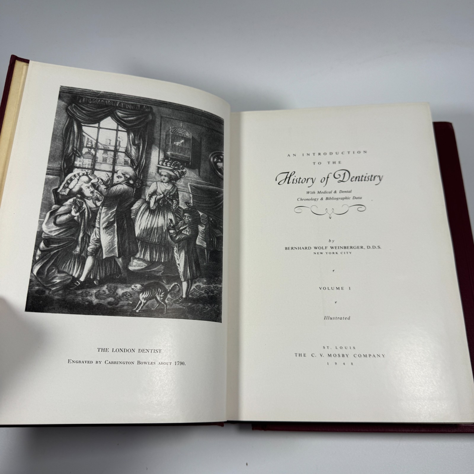 History of Dentistry Vol 1 & 2 Hardcover by Bernhard Weinberger 1948 CV Mosby Co