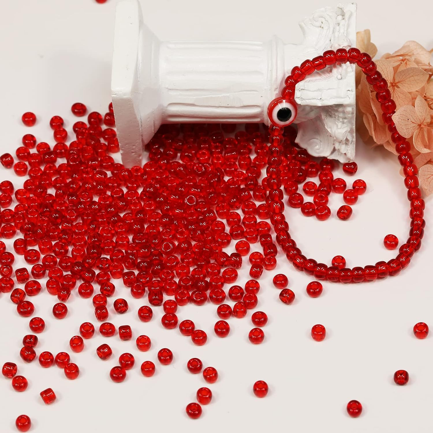 Transparent Red Color 4mm Seed Beads About 1200pcs/100Grams in Bag, 6/0 Glass Cr