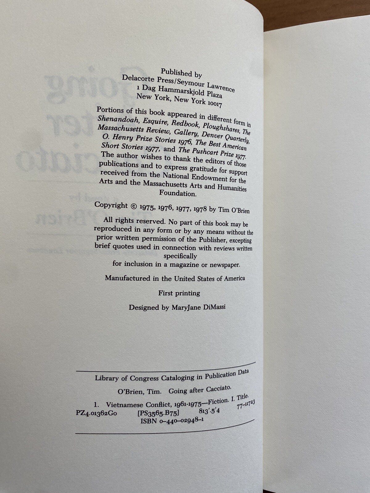 Going after Cacciato by Tim O’Brien (1978, Hardcover)