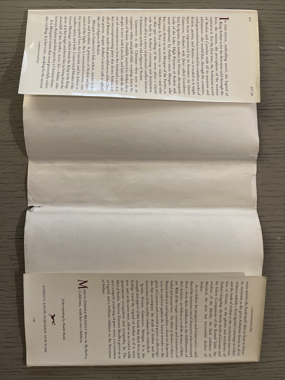 The Mists of Avalon by Marion Zimmer Bradley (1983) 1st Edition, 2nd Printing