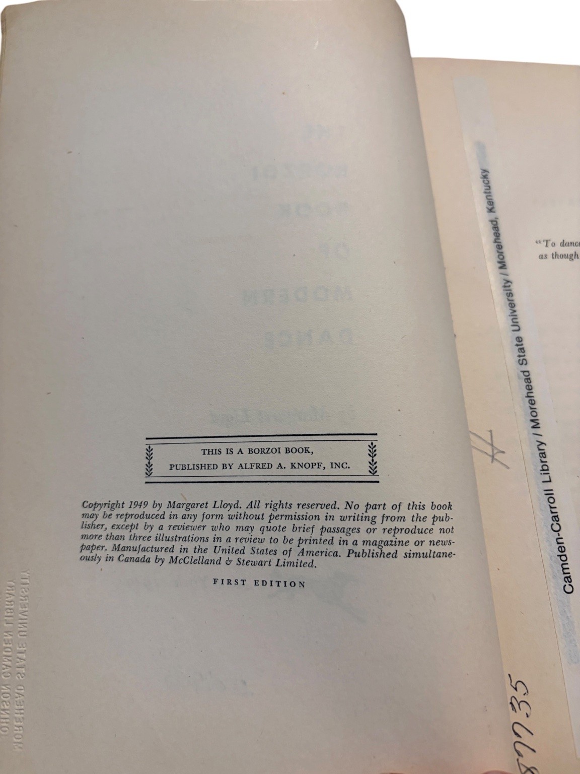 Borzoi Book of Modern Dance Margaret Lloyd 1949 First Edition Alfred A. Knopf