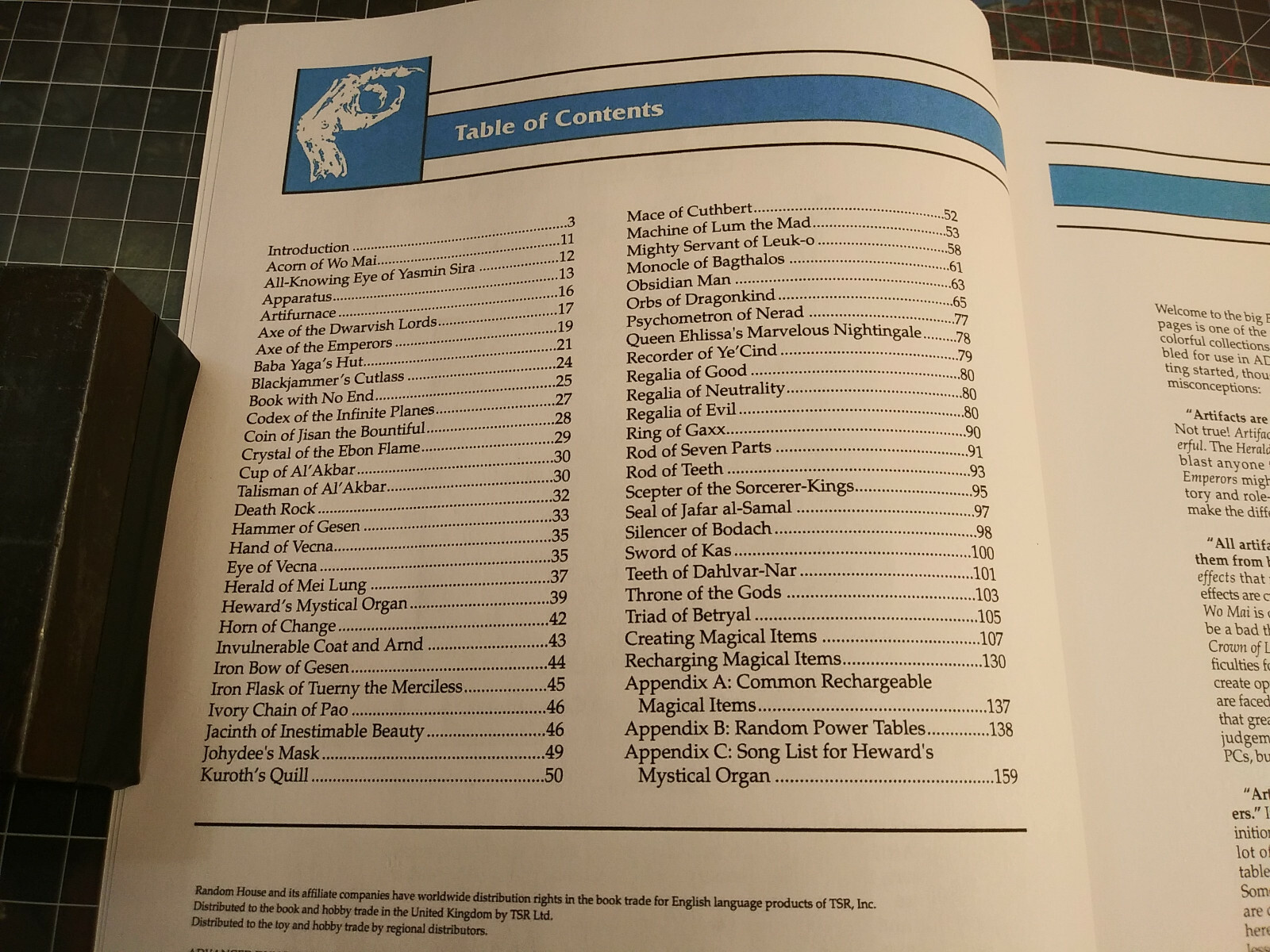 Book of Artifacts (2e) Softcover – AD&D – Dungeons & Dragons