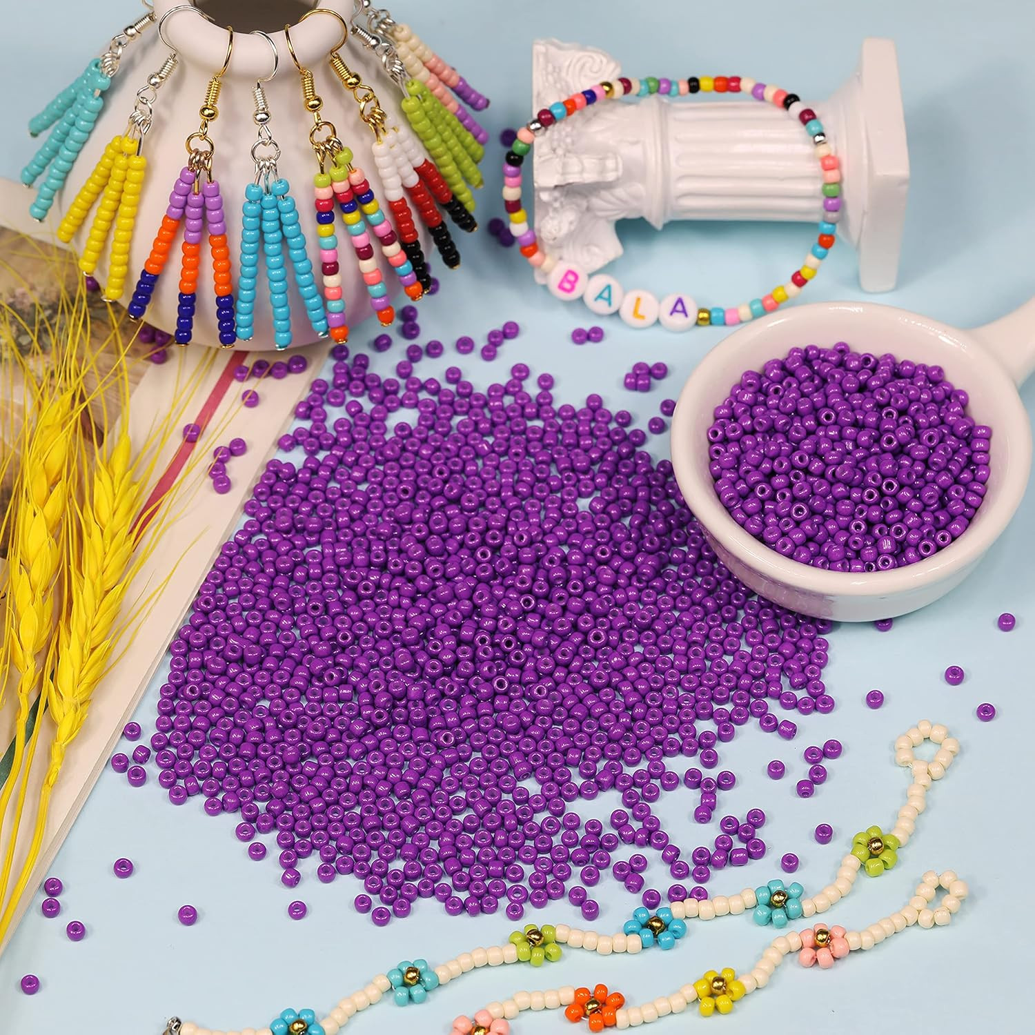 Dark Purple Color 3mm Seed Beads About 3600pcs/100Grams in Bag, 8/0 Glass Craft
