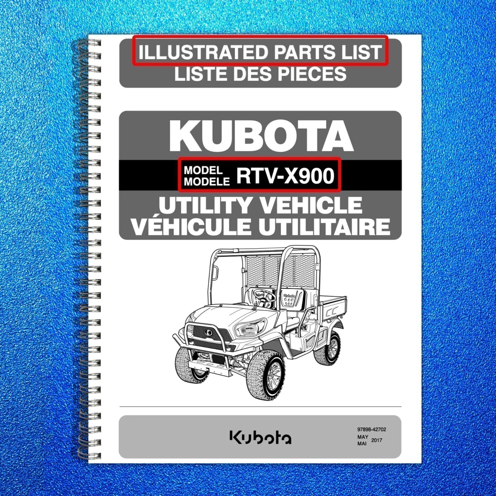 KUBOTA RTV-X900 BUNDLE: OPERATORS MANUAL , WORKSHOP MANUAL & PARTS MANUAL: 950 P