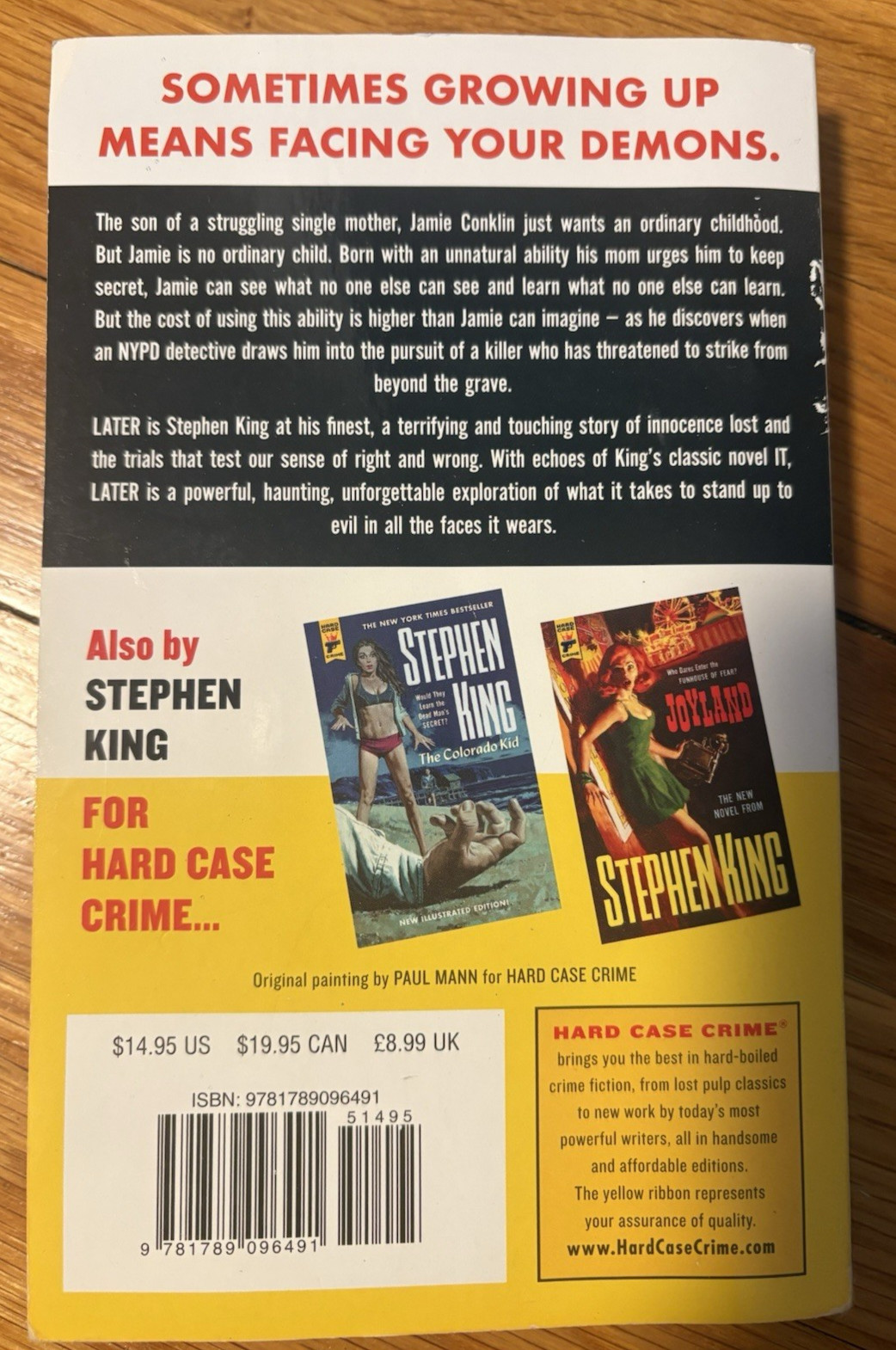 Later Stephen King 2021 Hard Case Crime 1st Edition Trade Paperback Very Good