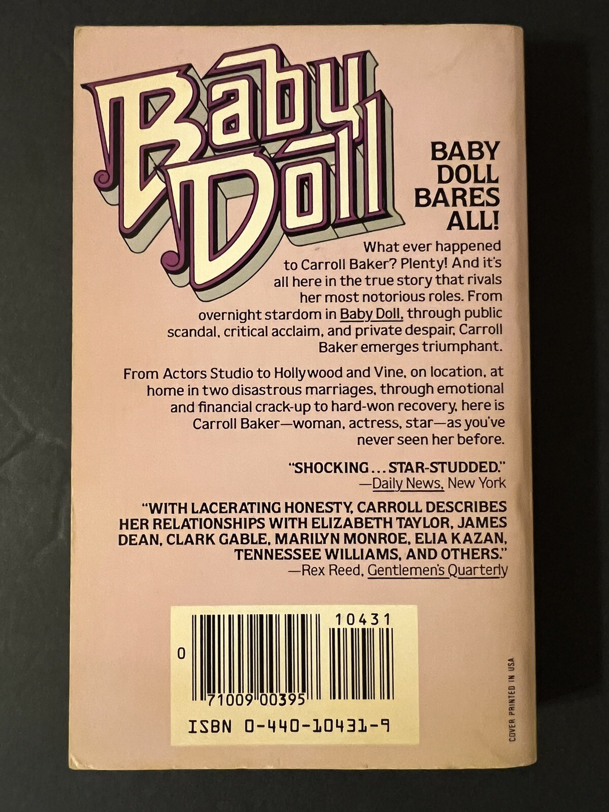 Baby Doll-Carroll Baker Autobigraphy Vtg 1st Paperback Book Printing 1985-Good