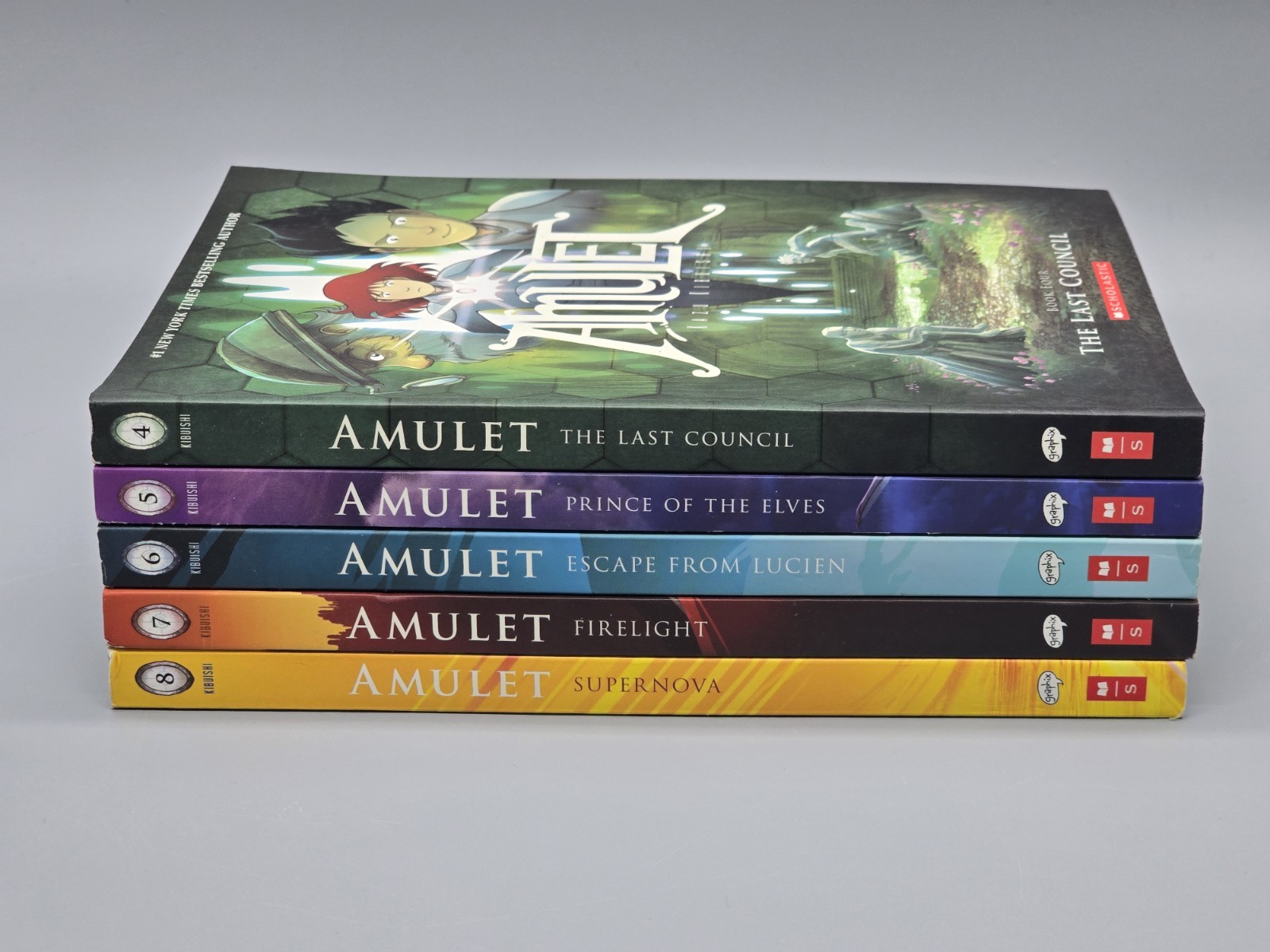 Lot of 5 Amulet Graphic Novels by Kazu Kibuishi Scholastic Books Vols 4 to 8