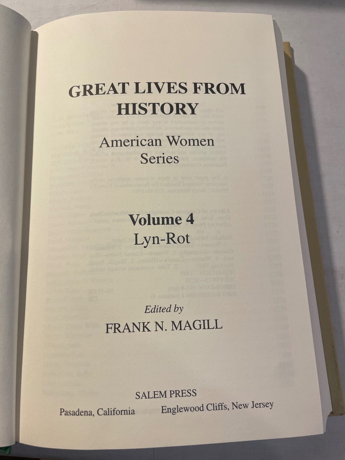 Great Lives from History American Women Series Magill 1995 Salem Press