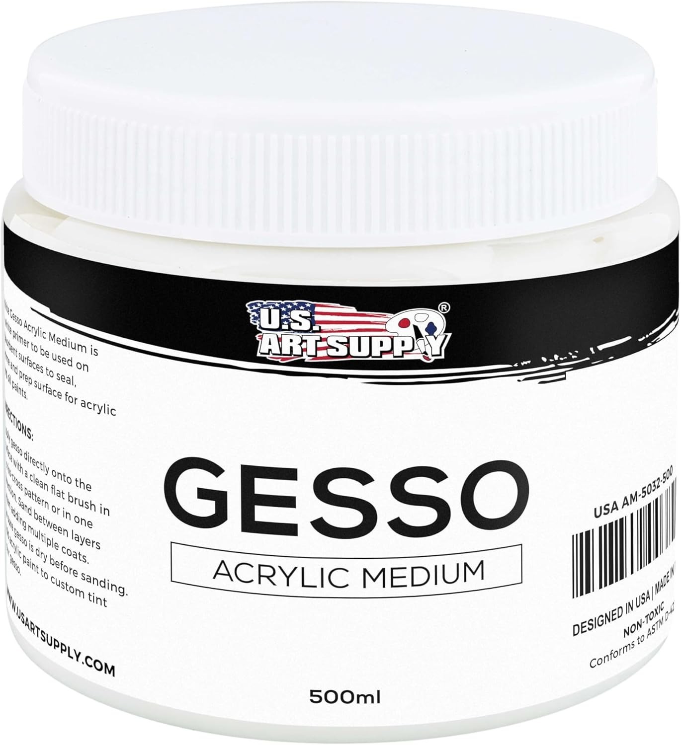 White Gesso Primer 16.9oz – Non-Toxic Gel for Artists’ Canvas Prep