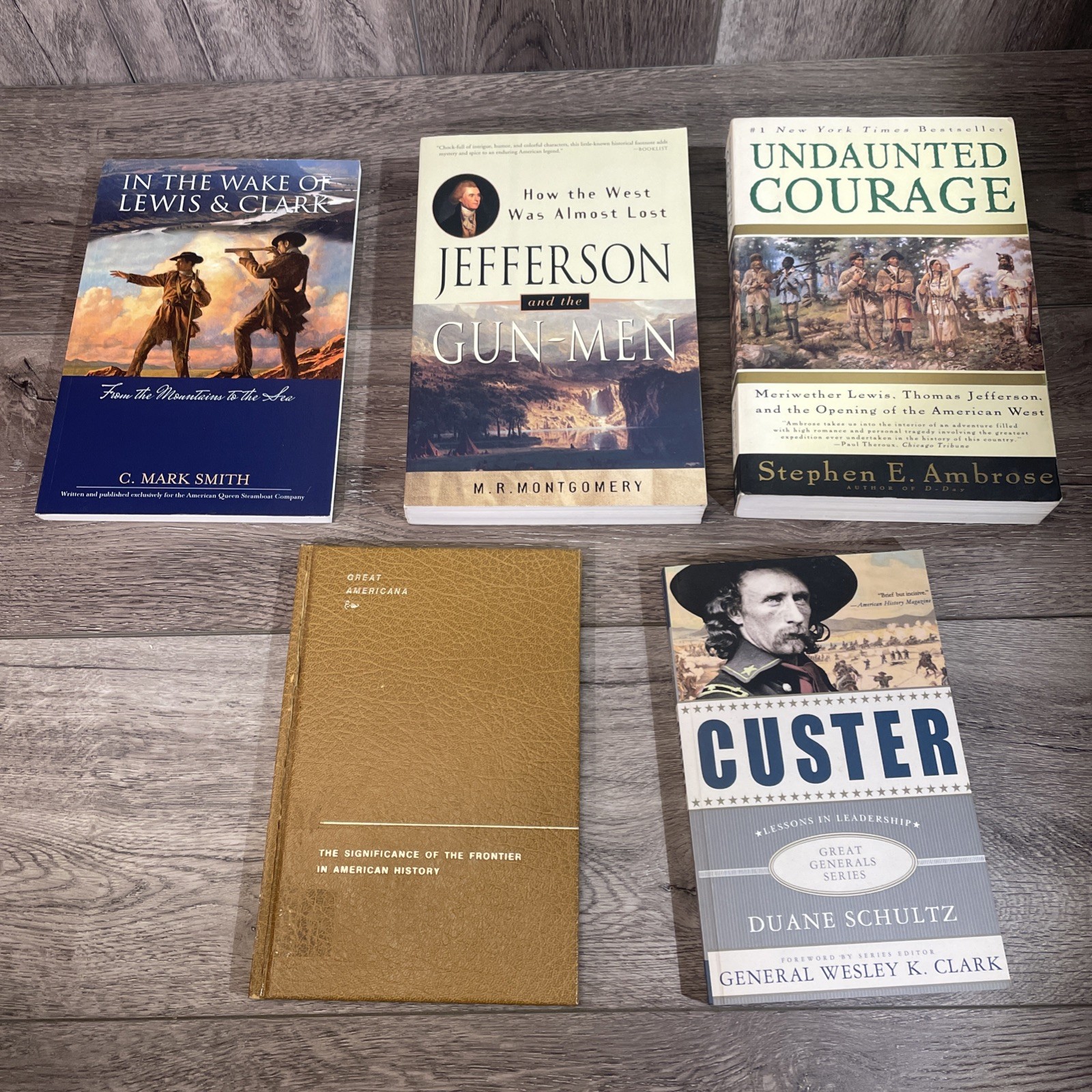 American Frontier History Lot (5 Books) Lewis & Clark, Custer, Jefferson – HC/PB