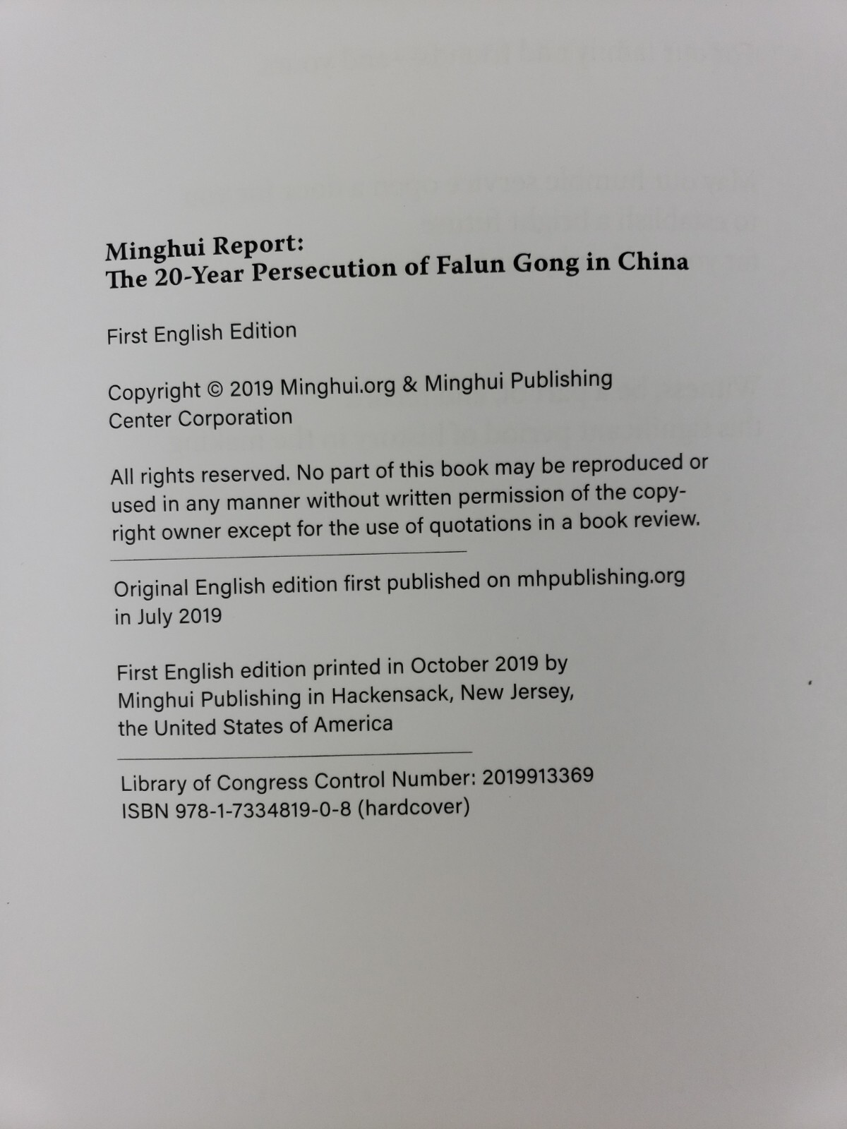 Minghui Report: the 20-Year Persecution of Falun Gong in China by The Minghui…