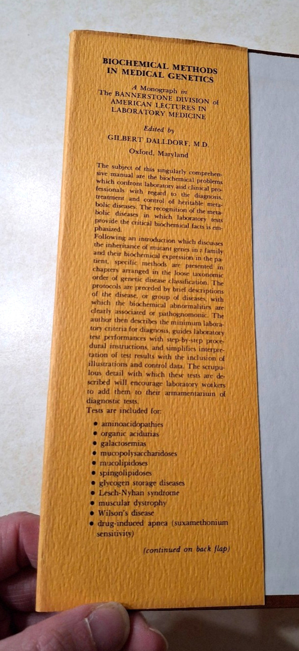 Biochemical Methods in Medical Genetics American Lecture Series SIGNED HCDJ 1977