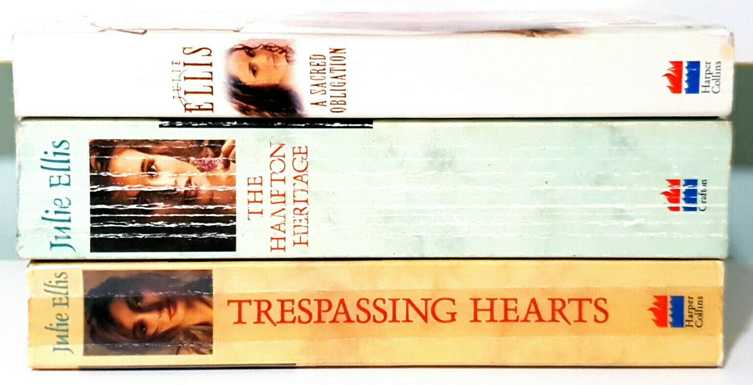 Lot of 3x Drama Fiction Books by Julie Ellis! Trespassing Hearts & More!