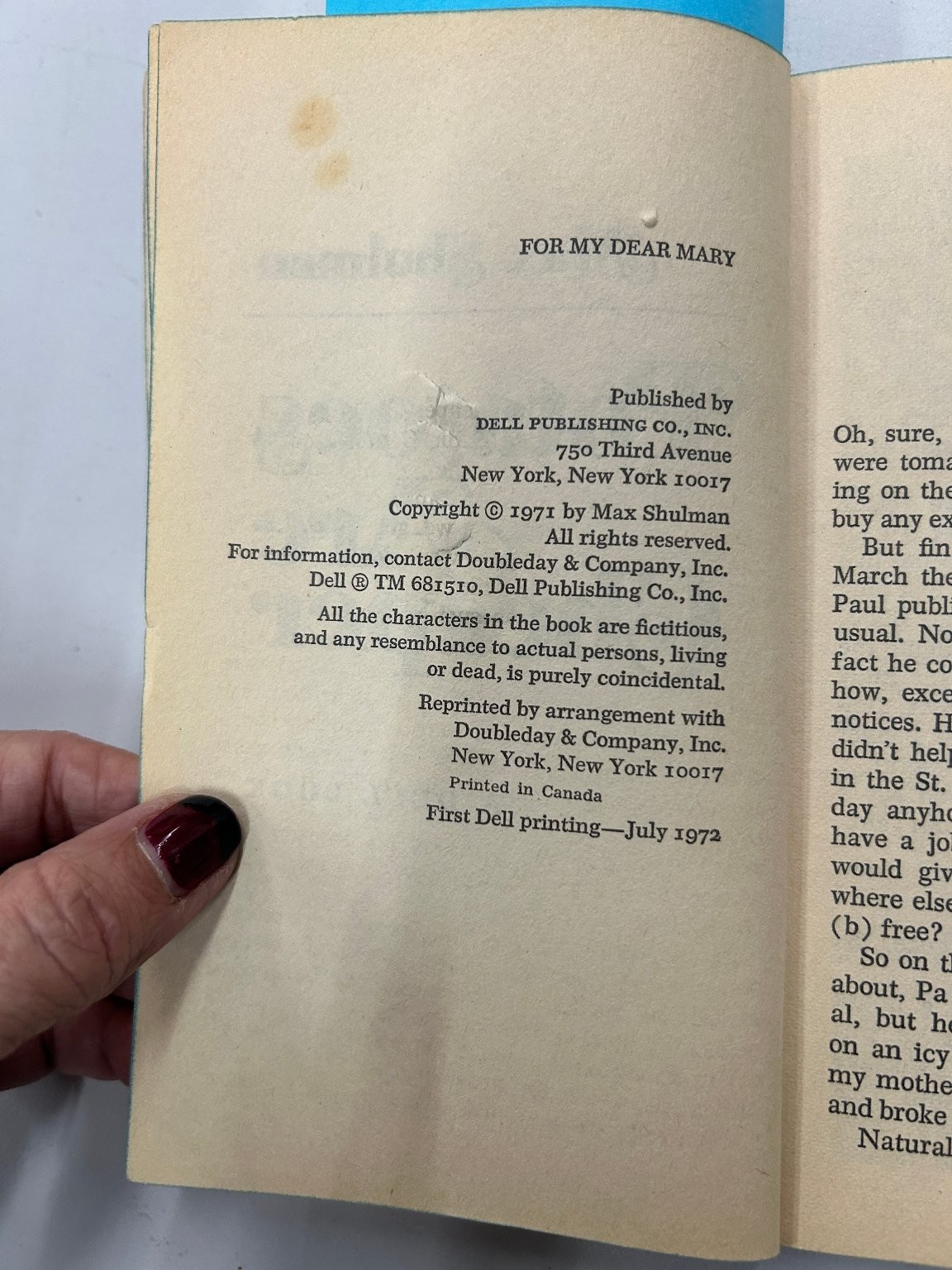 Potatoes Are Cheaper Max Shulman 1972 First Dell Printing Comedy Dell