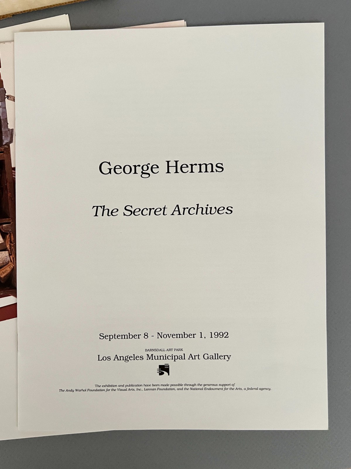 GEORGE HERMS Los Angeles Municipal Art Gallery THE SECRET ARCHIVES Portfolio ’92