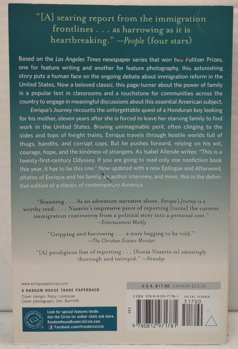 ENRIQUE’S JOURNEY by Sonia Nazario (2014, Pb) * SIGNED * FREE SHIPPING *