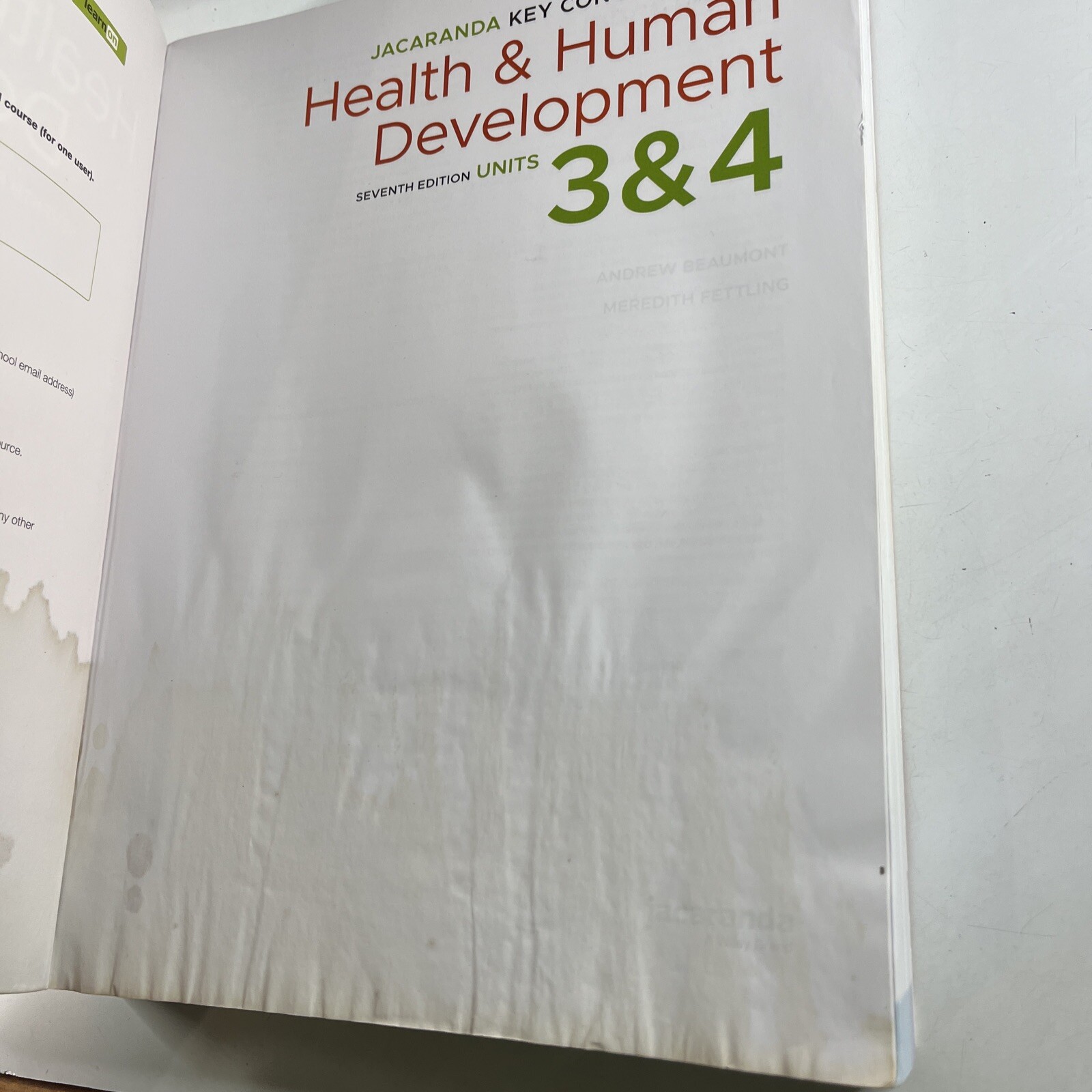 Jacaranda Health & Human Development Key Concepts in VCE Units 3 & 4 7th Edition