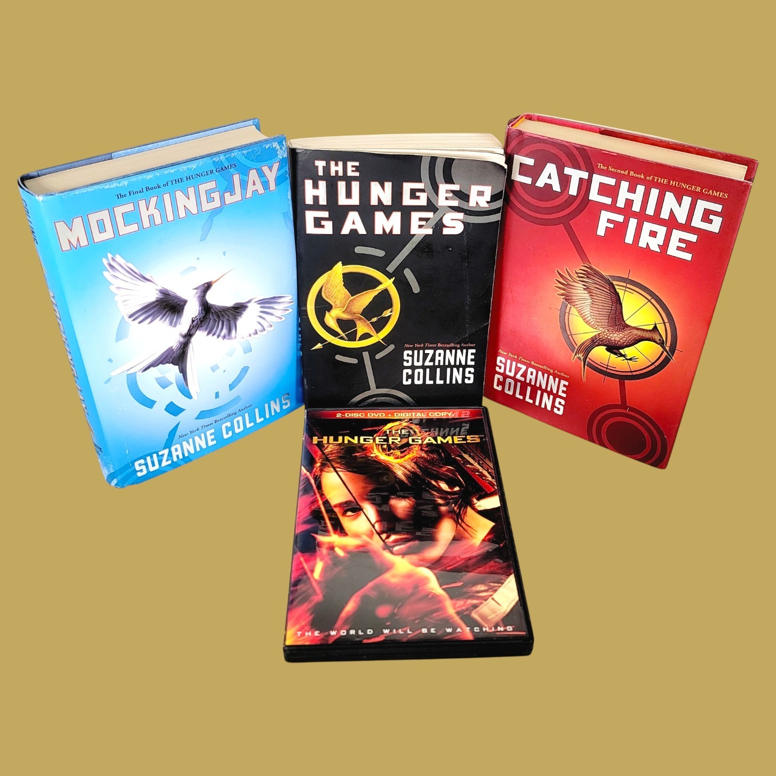 Hunger Games Book DVD Lot Bundle Mockingjay 1st Printing Catching Fire Collins