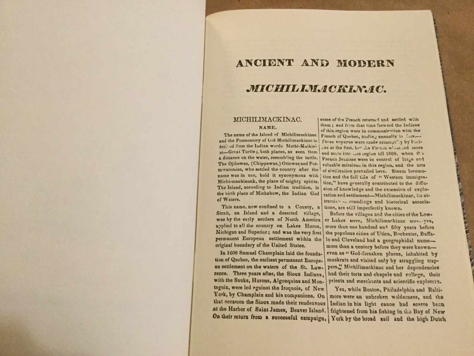 Ancient And Modern Michilimackinac, Vintage Rare Book Reprint, Mormon LDS, 1987