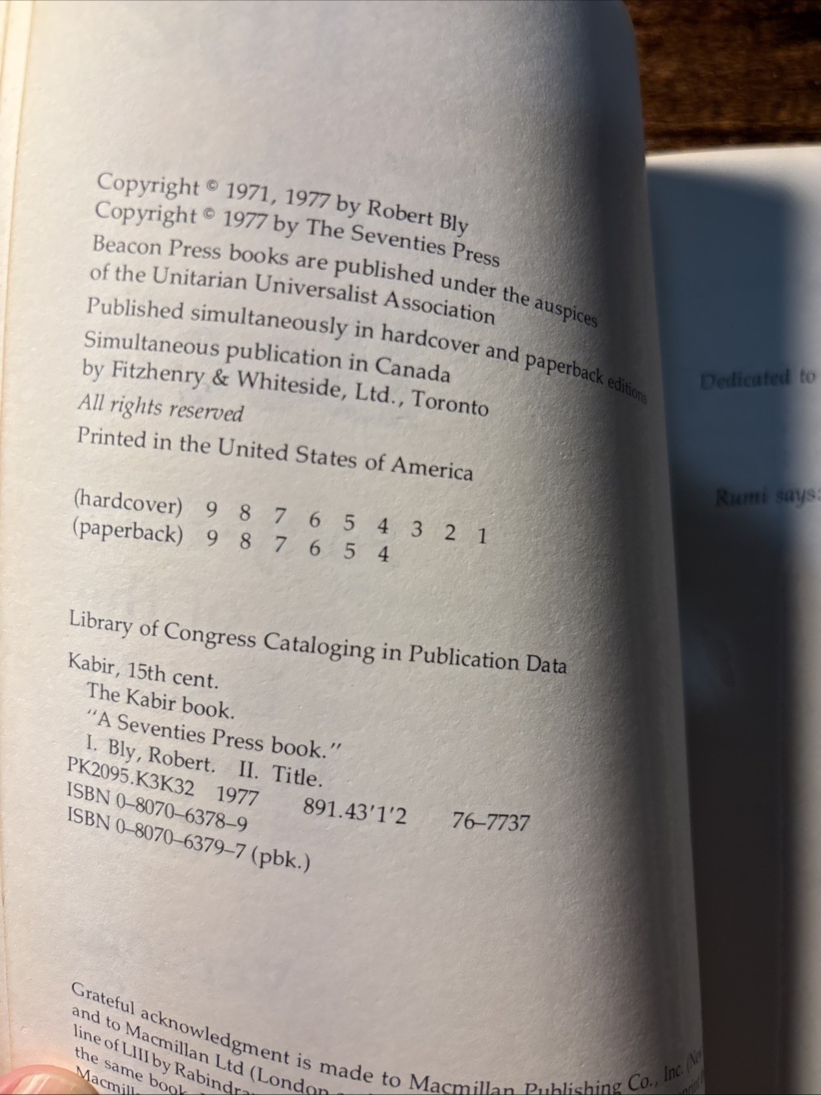 The Kabir Book 44 Of The Ecstatic Poems Of Kabir Versions By Robert Ply 1977