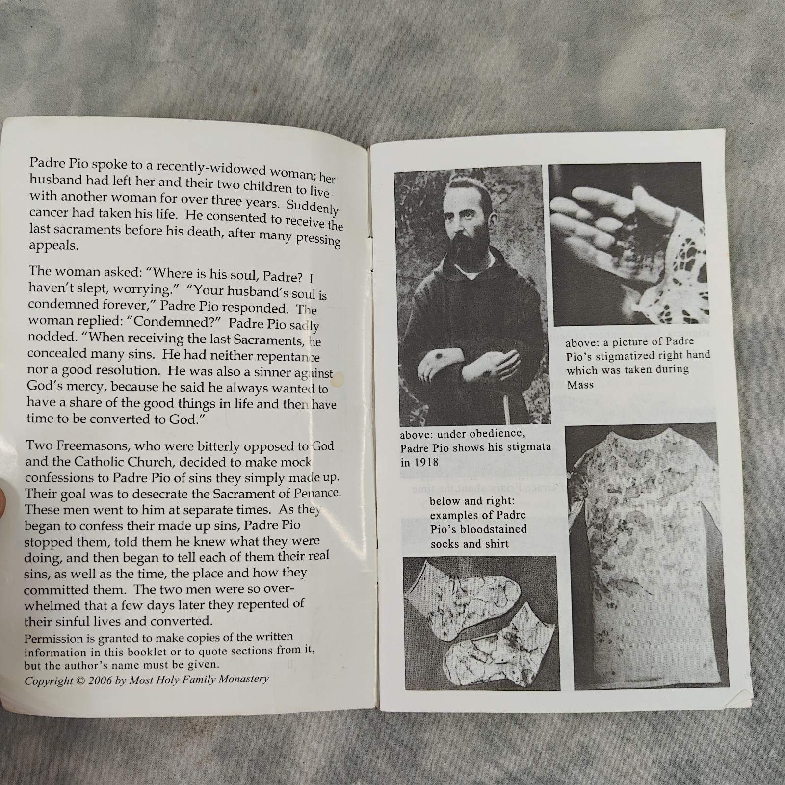 Padre Pio Miracles Stigmata Booklet Bro Michael Dimond 2006 Catholic MHFM