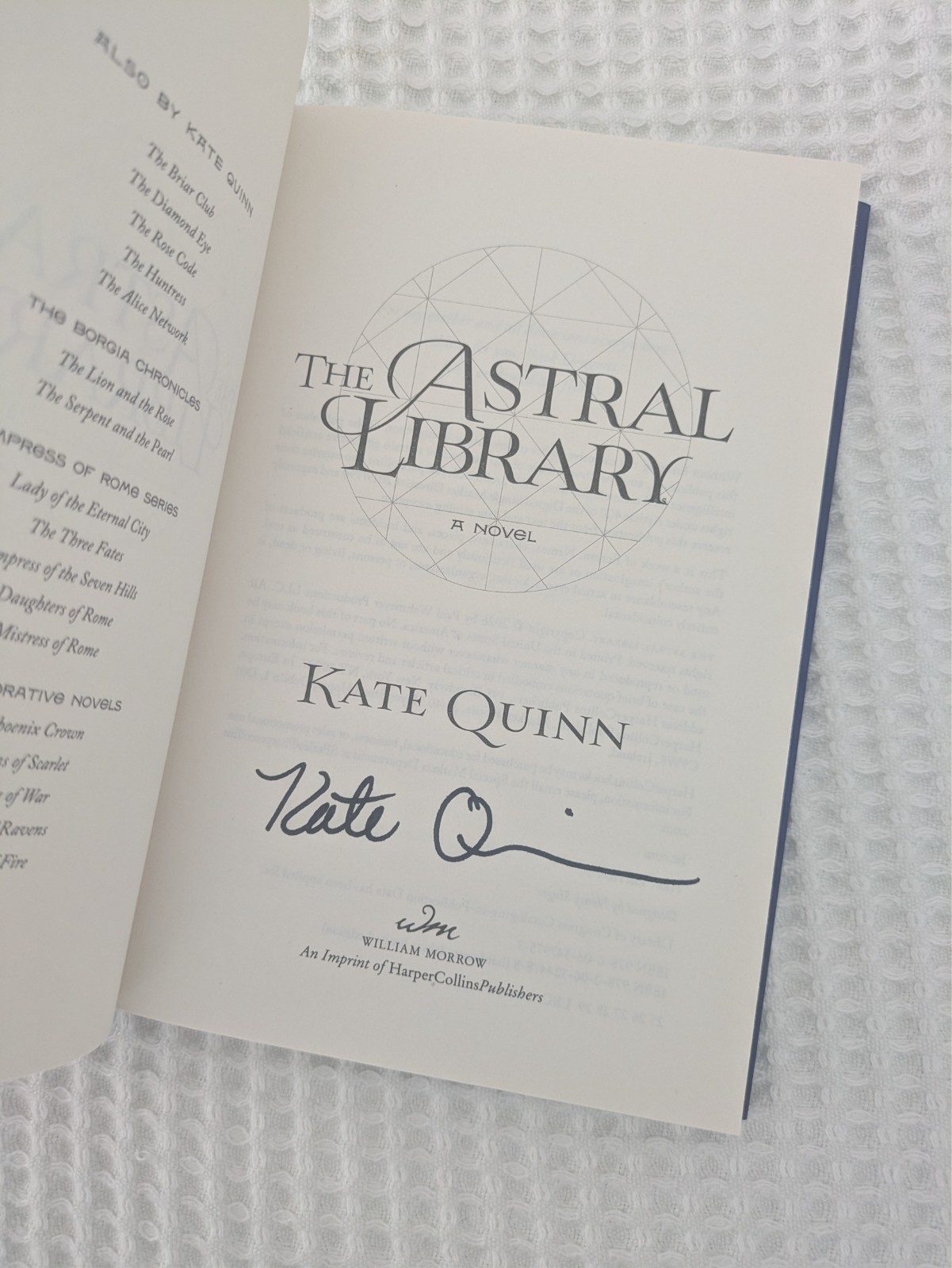 Astral Library: A Novel by Kate Quinn (2026) signed copy